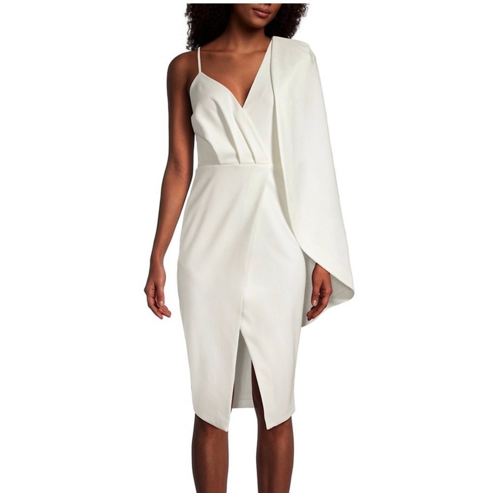 Lavish Alice Wrap Cape Dress (UK 10/ US 6) in White